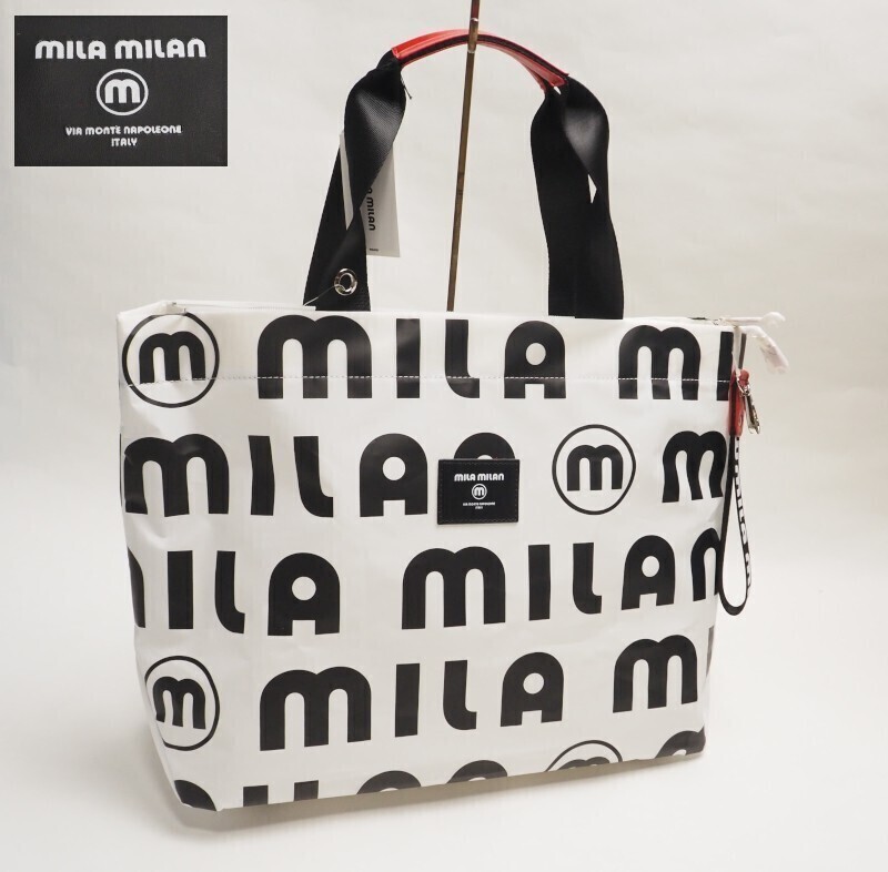 新品展示品定価1.6万円 mila milan ミラ・ミラン IKETEI イケテイ製造 コスタ 大容量 トートバッグ 白(WHT) 248703拍卖