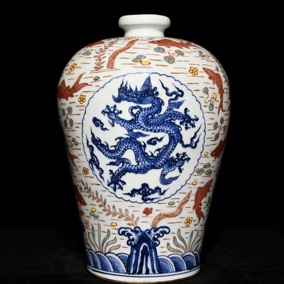 永し 明時代 大明宣德年製 青花五彩龍紋瓶 古陶磁器 陶芸 皿 中国陶瓷器 唐瓷 置物擺件 古美術品 古賞物 収集 旧家蔵出 中国唐物 A91拍卖