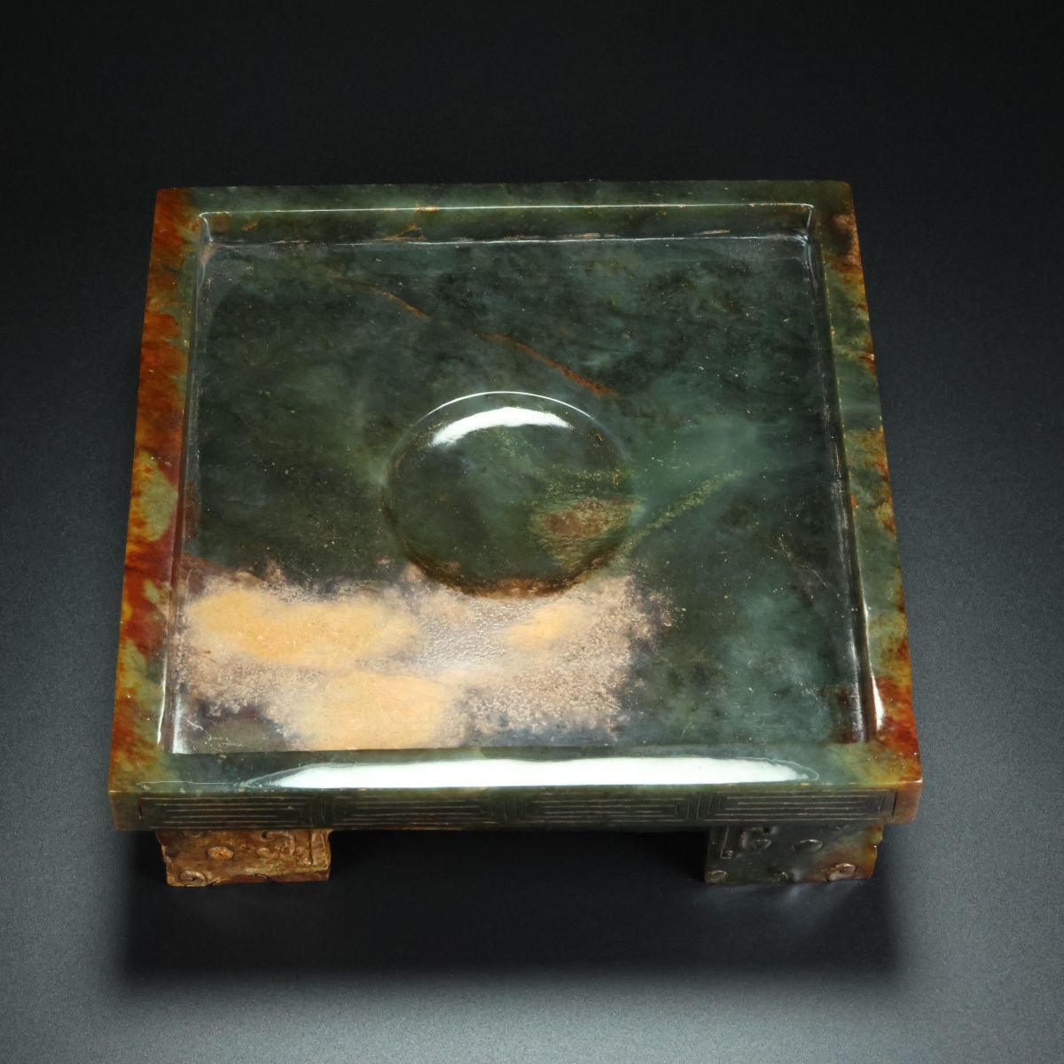 永し 漢代時期 和田玉彫 高古玉 銘文 四足硯 極細工 置物擺件 古美術品 時代物 古董品 収集 骨董品 旧家蔵出 中国唐物 1892g拍卖