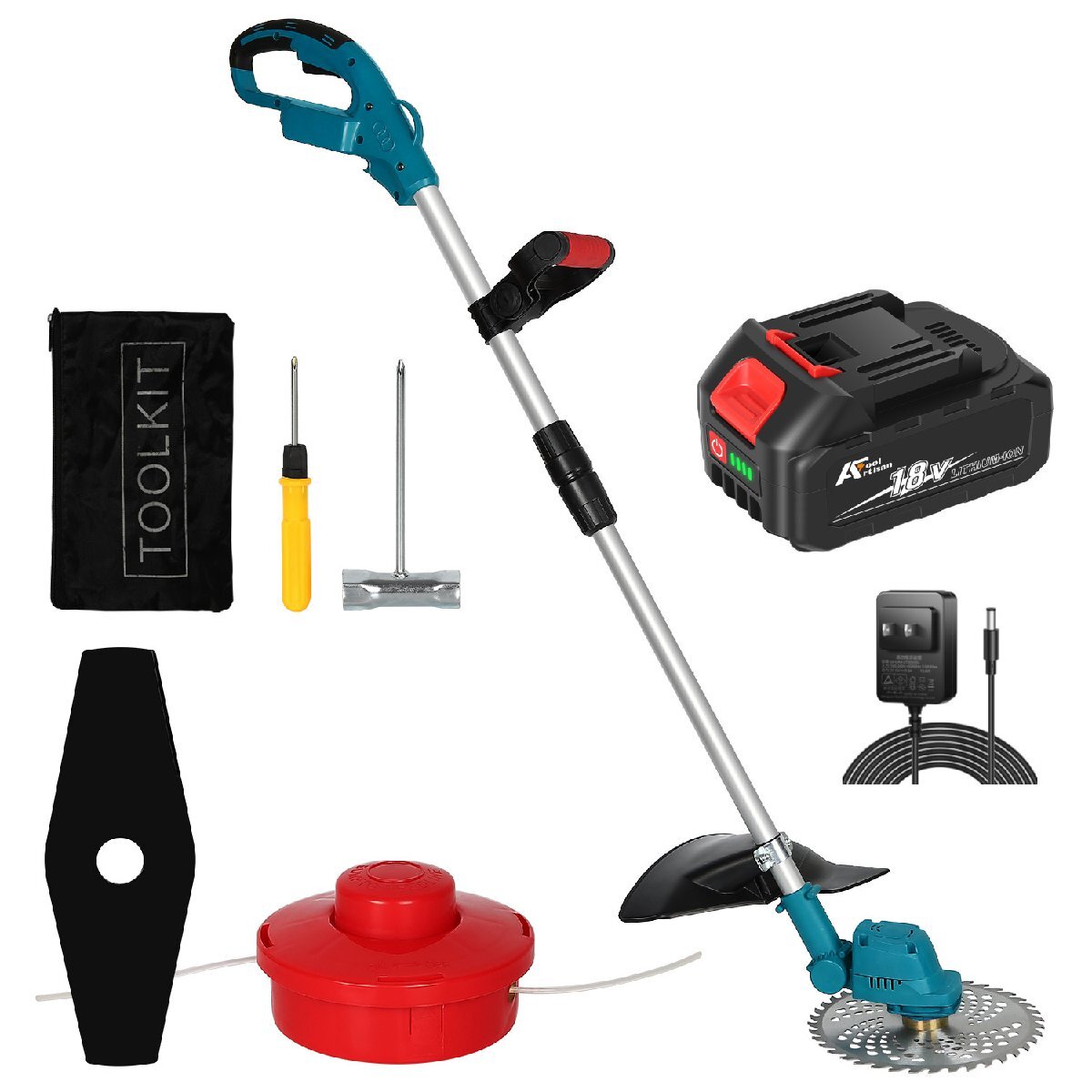 充電式 草刈り機 ATGC01B マキタ18Vバッテリー使用可能 伸縮式 コードレス グラストリマー 女性/初心者も対応 バッテリ・充電器付き拍卖