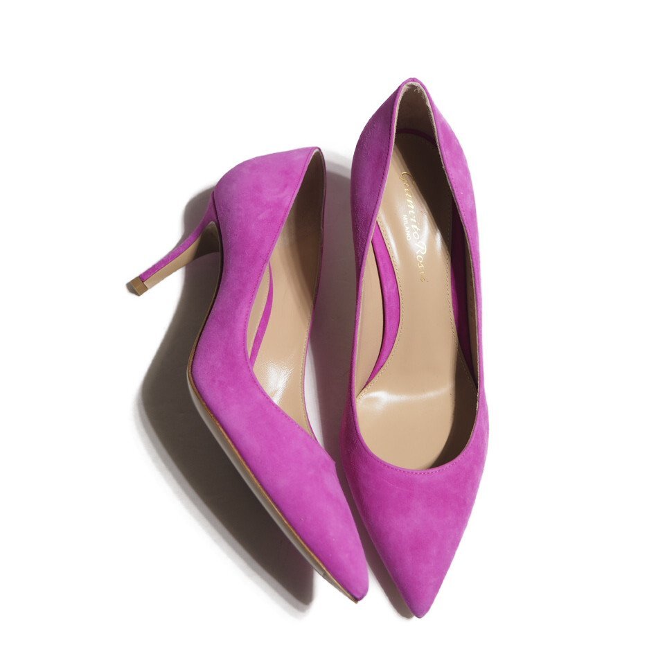 R4201R38 ▼Gianvito Rossi ジャンヴィトロッシ▼ GIANVITO 70 スエード ポインテッドトゥ パンプス ピンク 36.5/23-23.5cm 秋~春拍卖