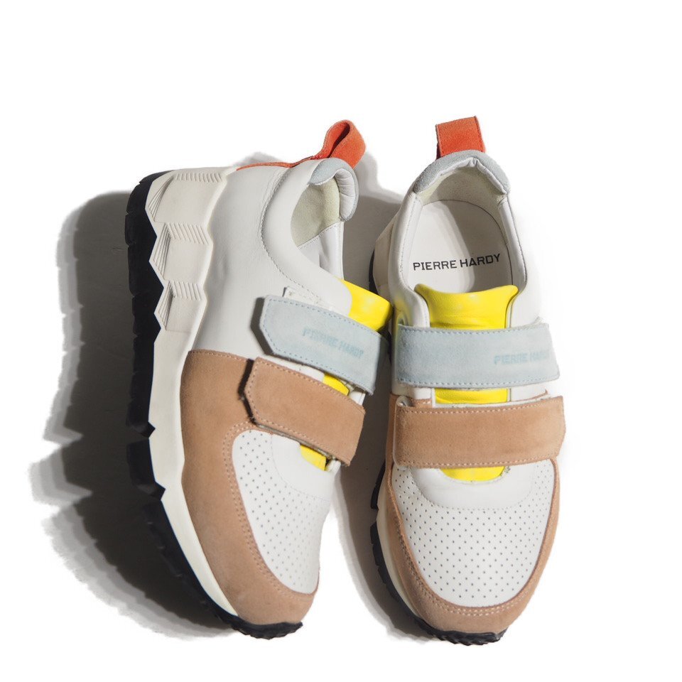 R4468R3 ▼PIERRE HARDY ピエールアルディ▼ START SNEAKERS スエードコンビ ベルクロ レザースニーカー ホワイト 37/23.5cm拍卖