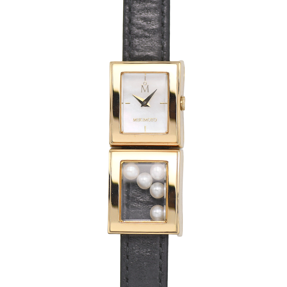 ミキモト MIKIMOTO マルチフォーム リストウォッチ レディース クォーツ 5Pベビーパール シェル文字盤 NNS378GF 中古拍卖