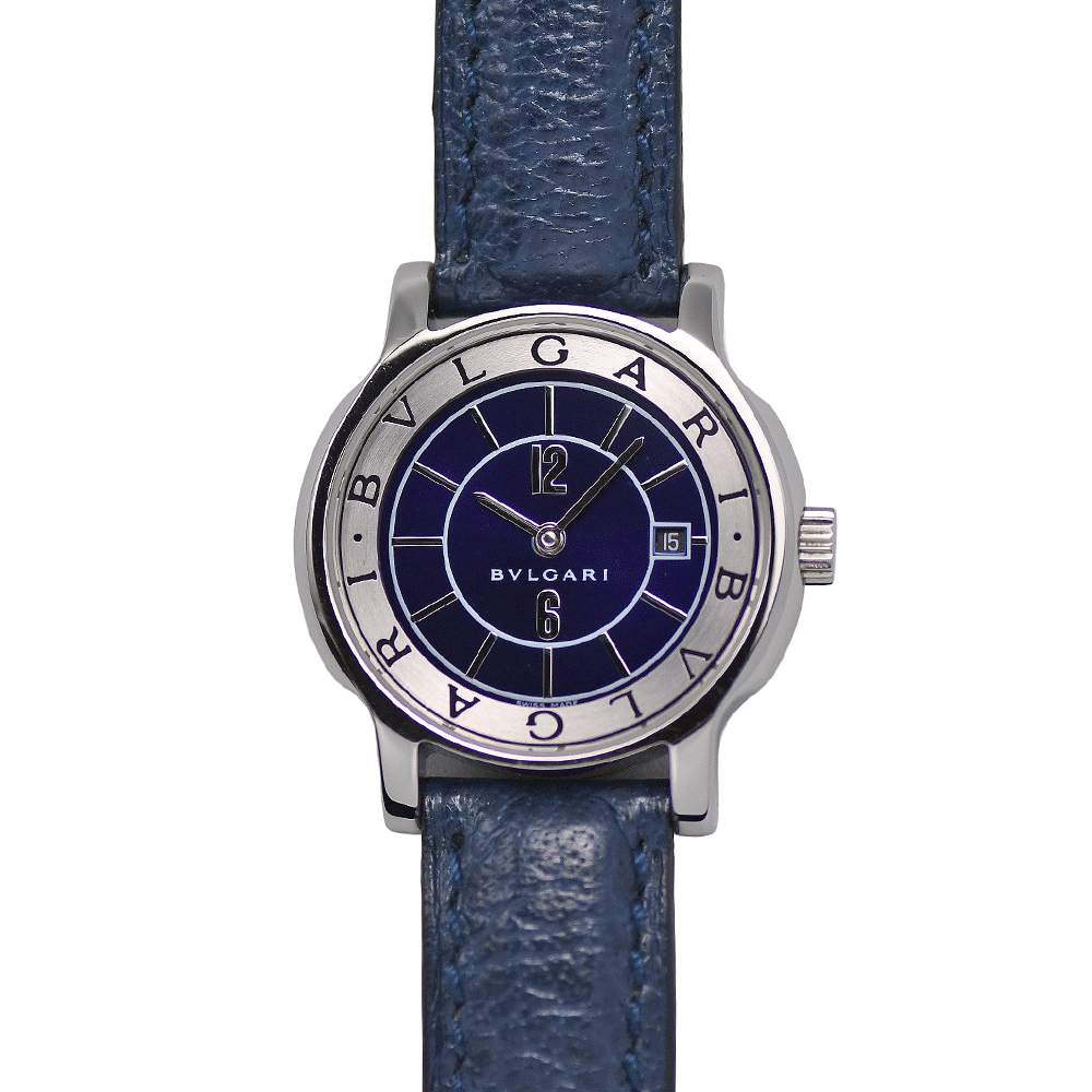 ブルガリ BVLGARI ソロテンポ レディース 腕時計 クォーツ SS/レザー ブルー ネイビー 研磨仕上げ済み 中古拍卖