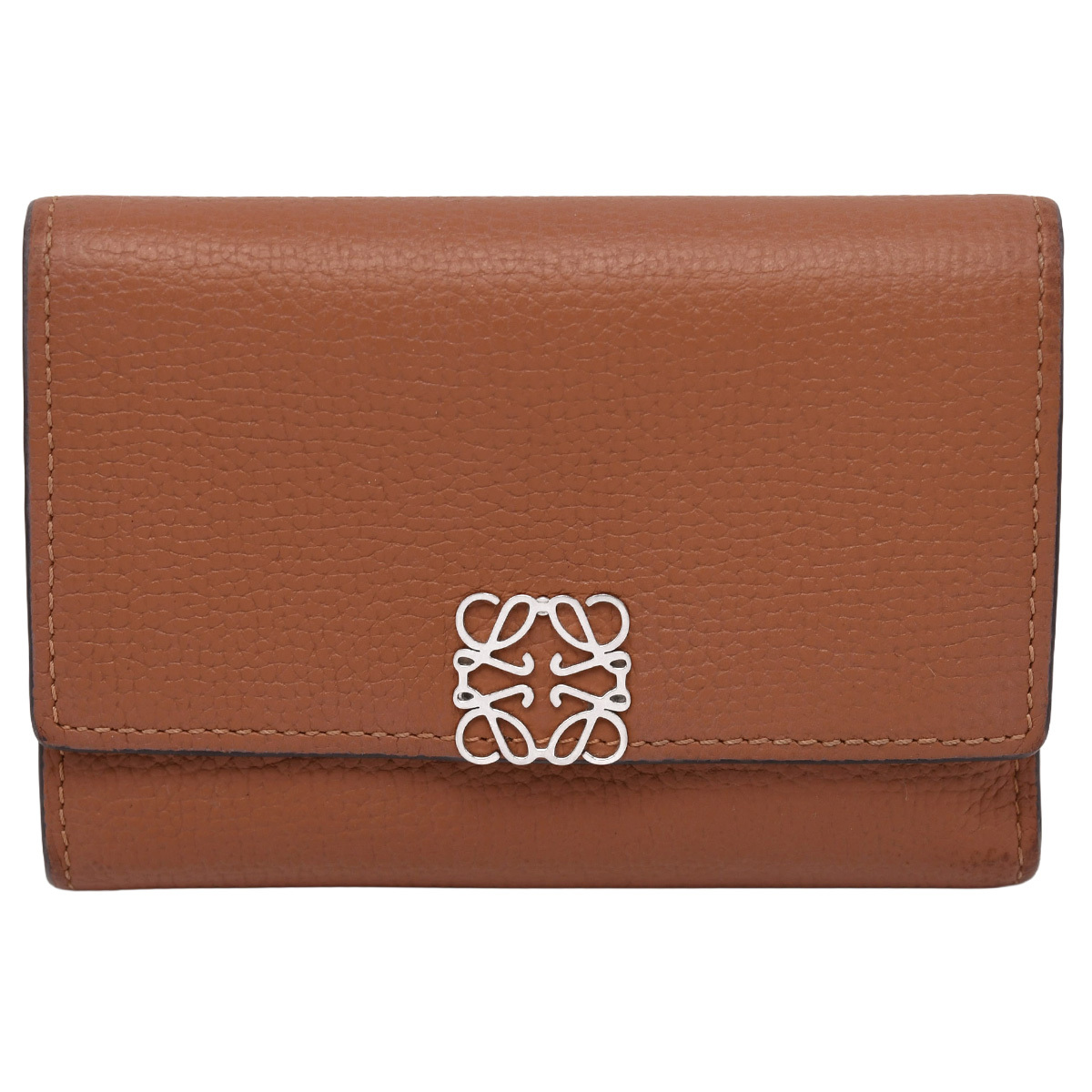 ロエベ LOEWE アナグラム バーティカル ウォレット スモール 三つ折り財布 コンパクト 財布 レザー タン ブラウン 茶 C821S33X01中古拍卖