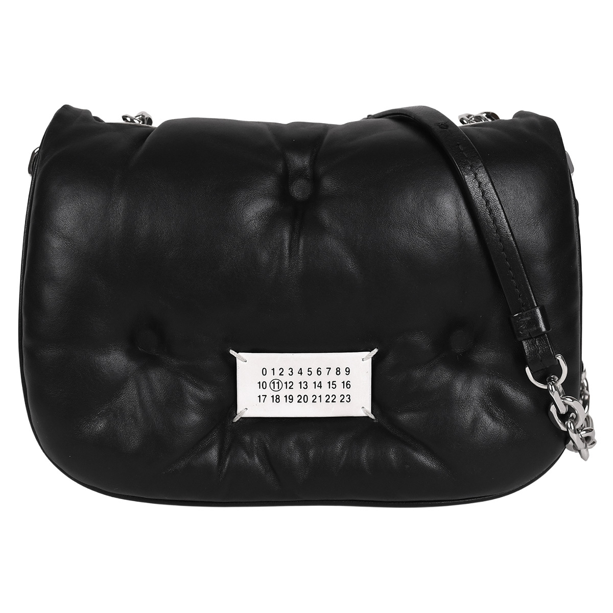 メゾンマルジェラ Maison Margiela グラム スラム フラップ スモール チェーン ショルダーバッグ 肩掛け レザー ブラック S56WG01 中古拍卖