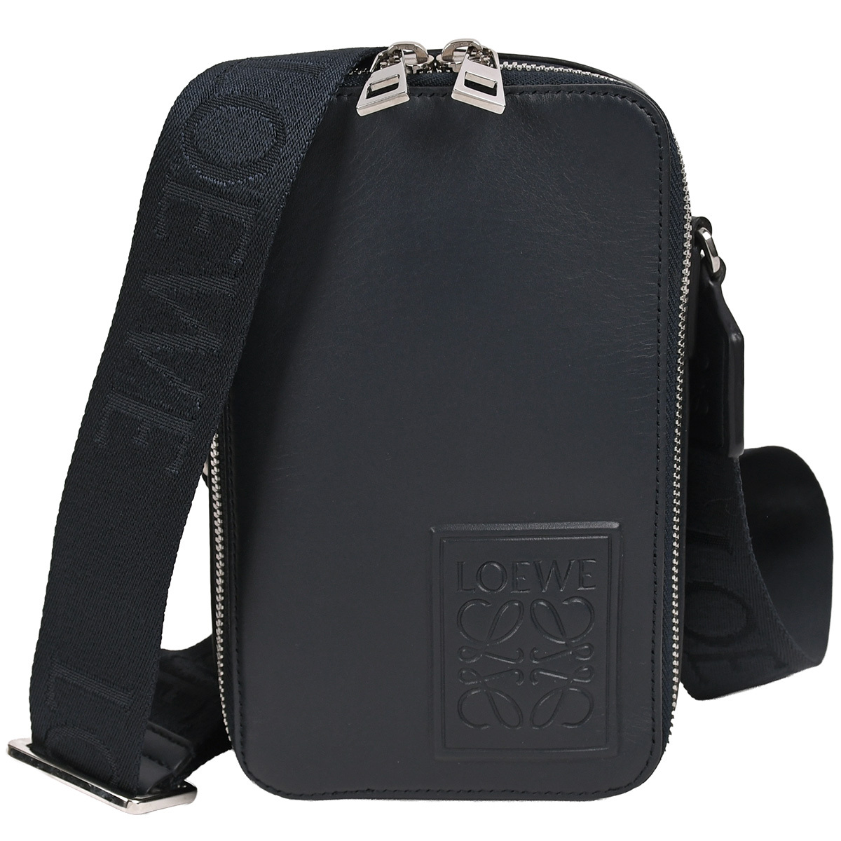 ロエベ LOEWE バーティカル クロスボディ ポケット アナグラム ロゴ ショルダーバッグ ポシェット レザー ネイビー C565S59X01 中古拍卖