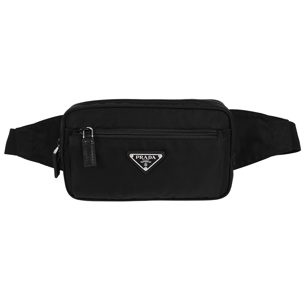 プラダ PRADA トライアングルロゴ ボディバッグ ベルトバッグ メンズ レディース ナイロン サフィアーノレザー ブラック 2VL977 中古拍卖
