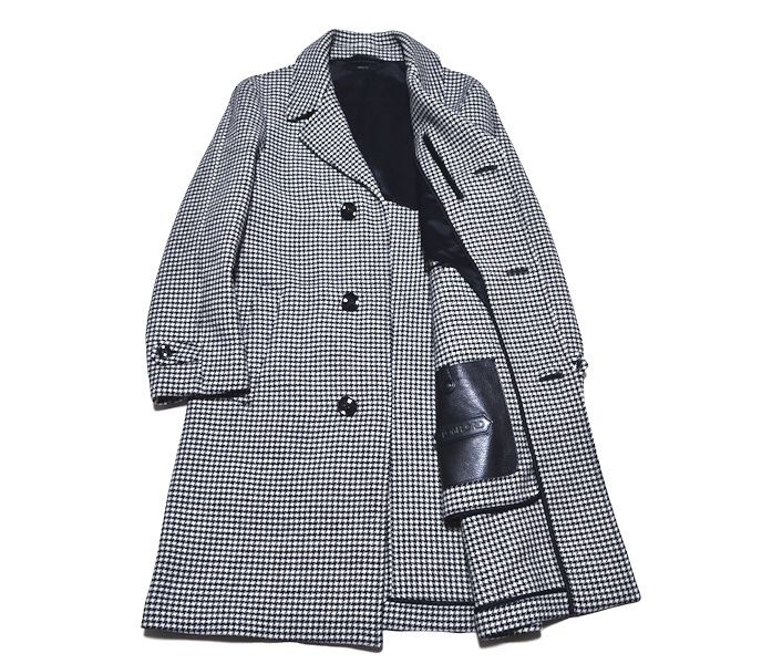 【未使用品】圧巻レザータグ 90万超 国内正規 TOM FORD トムフォード 最高級チェスターコート 44サイズ 千鳥柄 イタリア製 NE009885拍卖
