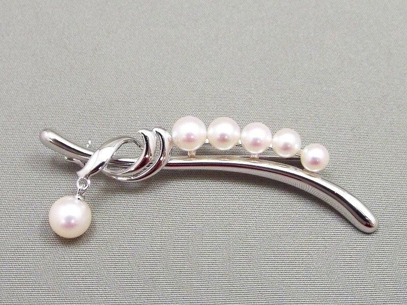 1円〜! MIKIMOTO/ミキモト 本真珠 6粒 スイングパール ブローチ/SV シルバー/ジュエリー 【1347y3】拍卖