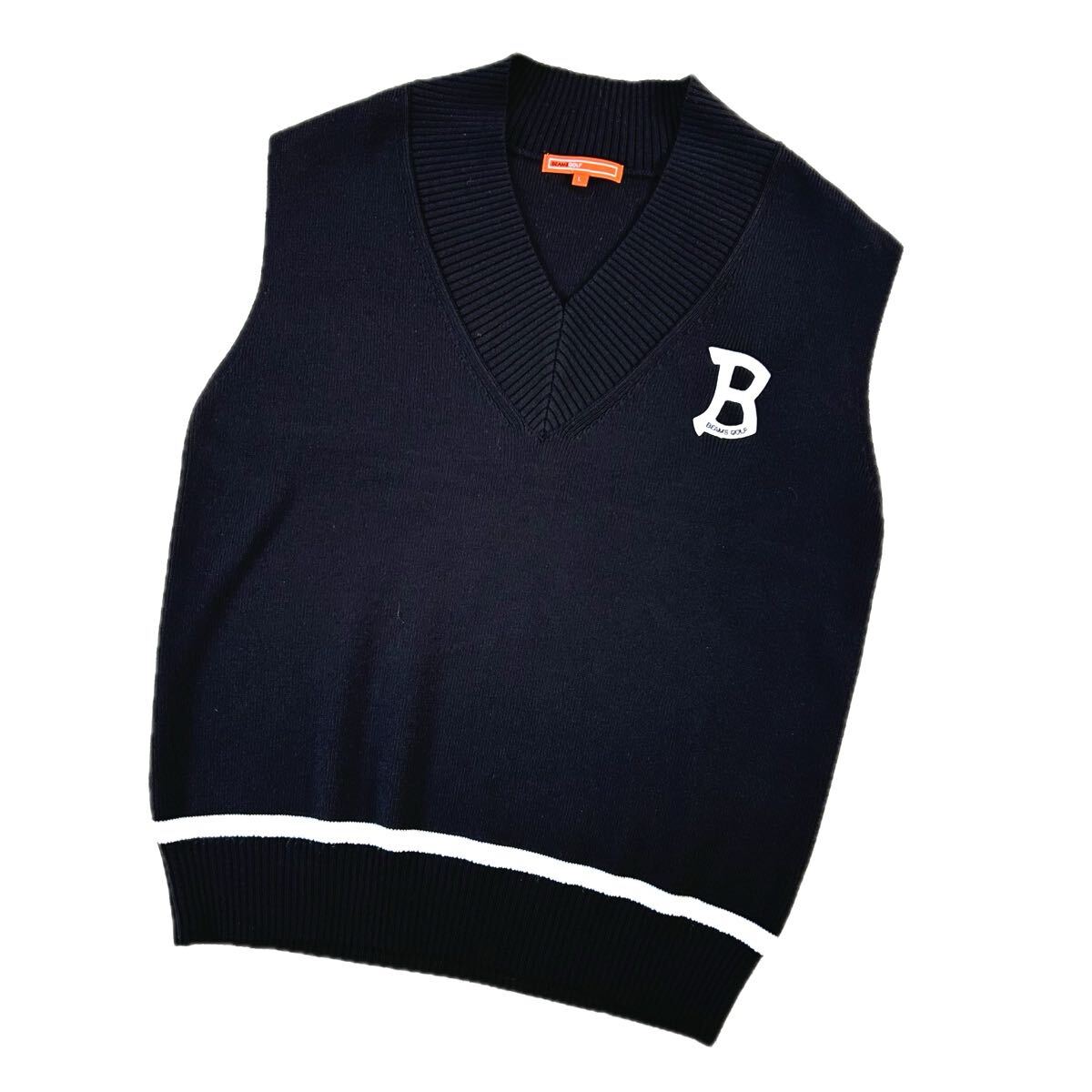 ★超美品★BEAMS GOLF ビームスゴルフ / ロゴデザイン Vネックベスト / サイズL拍卖