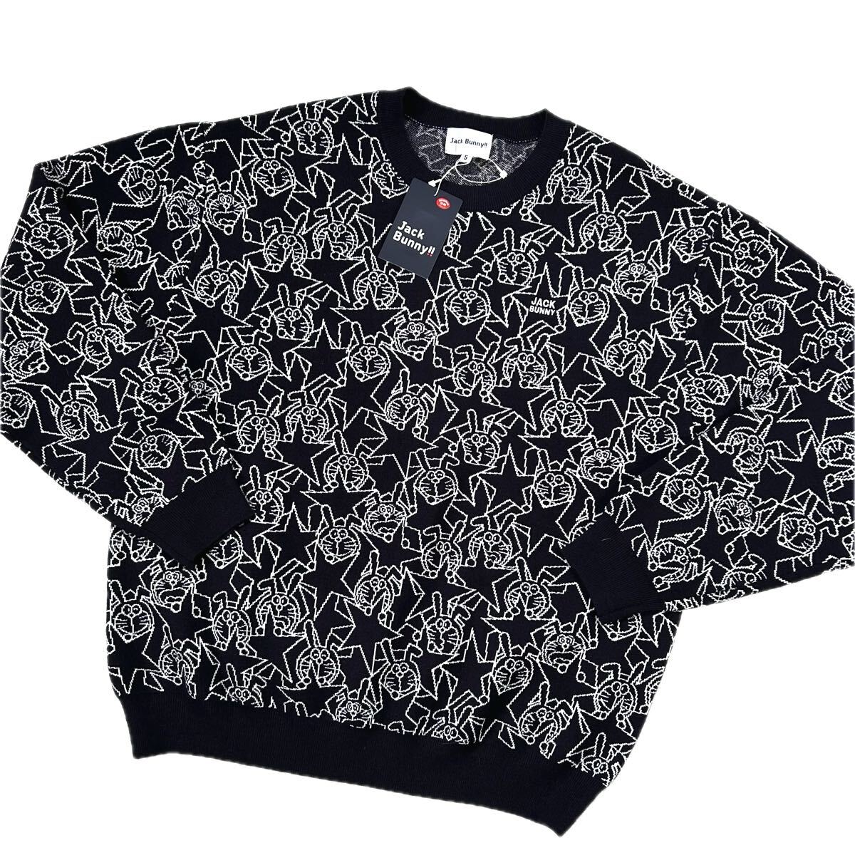 ☆新品☆Jack Bunny!! by PEARLY GATES ジャックバニー / ドラえもん総柄 クルーネックセーター / サイズ5拍卖