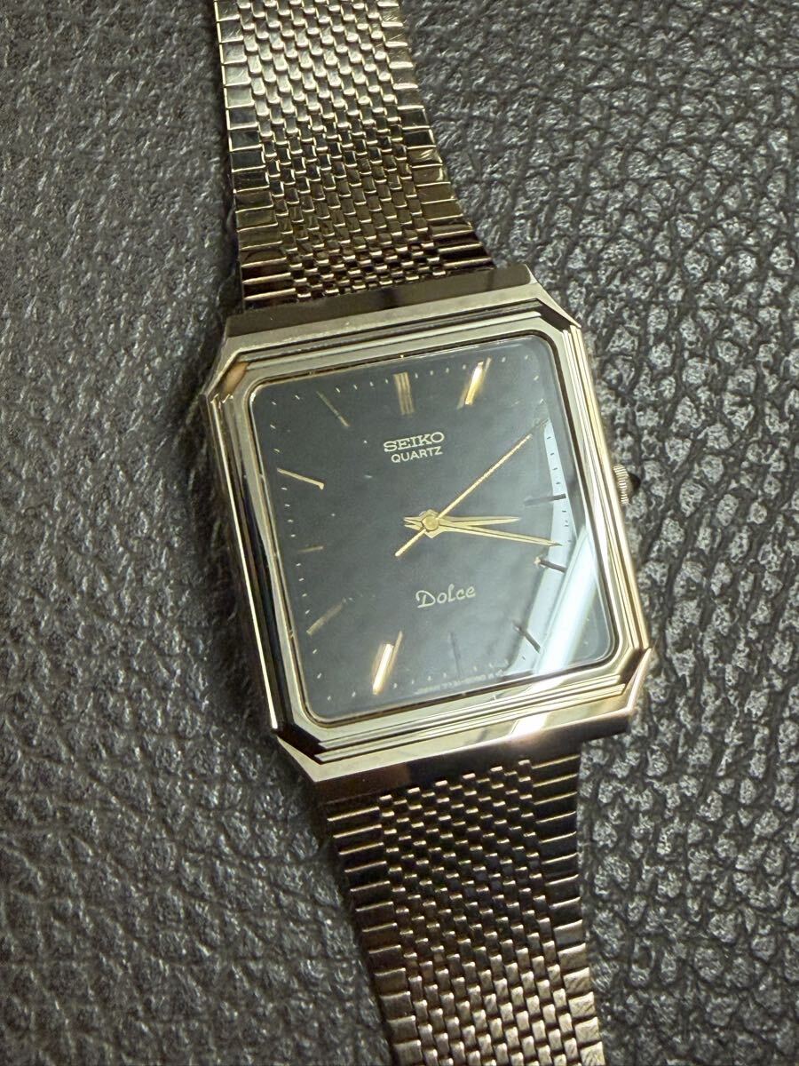 動作品 SEIKO セイコー DOLCE ドルチェ 7731-5081 QUARTZ クォーツ スクエア 腕時計 クオーツ メンズ ブラック文字盤 美品 時計 拍卖