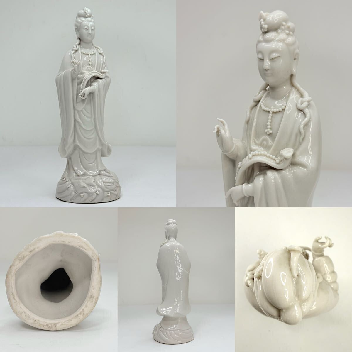 中国古美術 時代物 仏像 白磁 徳化窯 仏教美術 観音像 唐物 陶磁器 中国古玩 骨董品拍卖