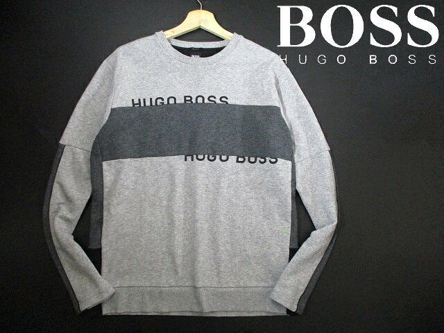 即決!■ 美品! ヒューゴボス クルーネック 切り替え スウェット HUGO BOSS Lサイズ グレー ヒューゴボスジャパン正規品拍卖