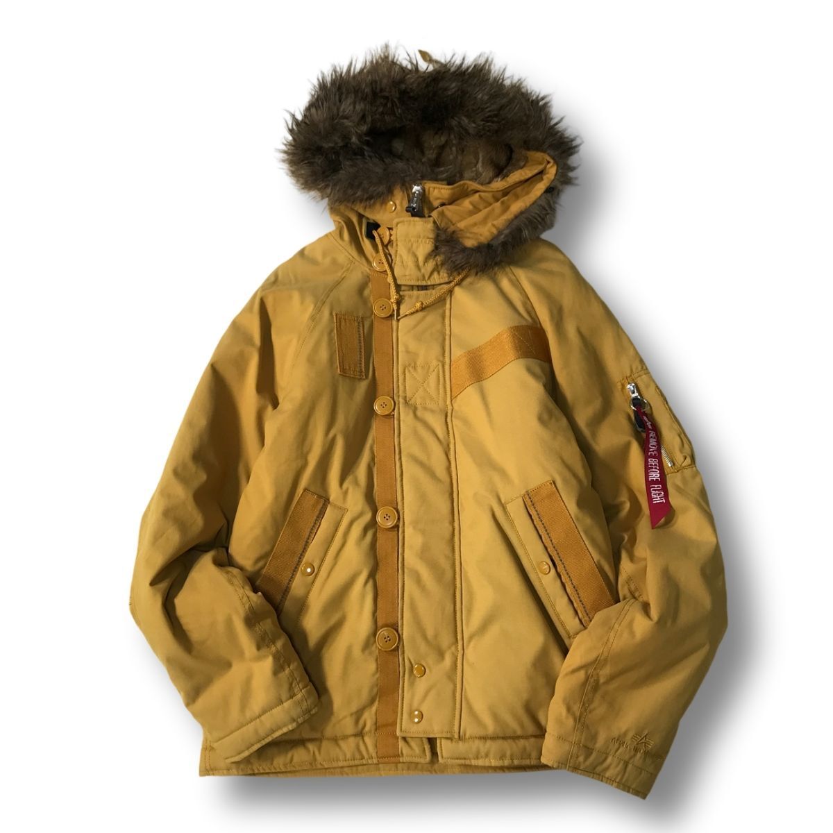 《オススメ◎》ALPHA INDUSTRIES アルファインダストリーズ★ファー着脱*中綿*フライトジャケット*マスタード*サイズM(MW5592)◆S80拍卖