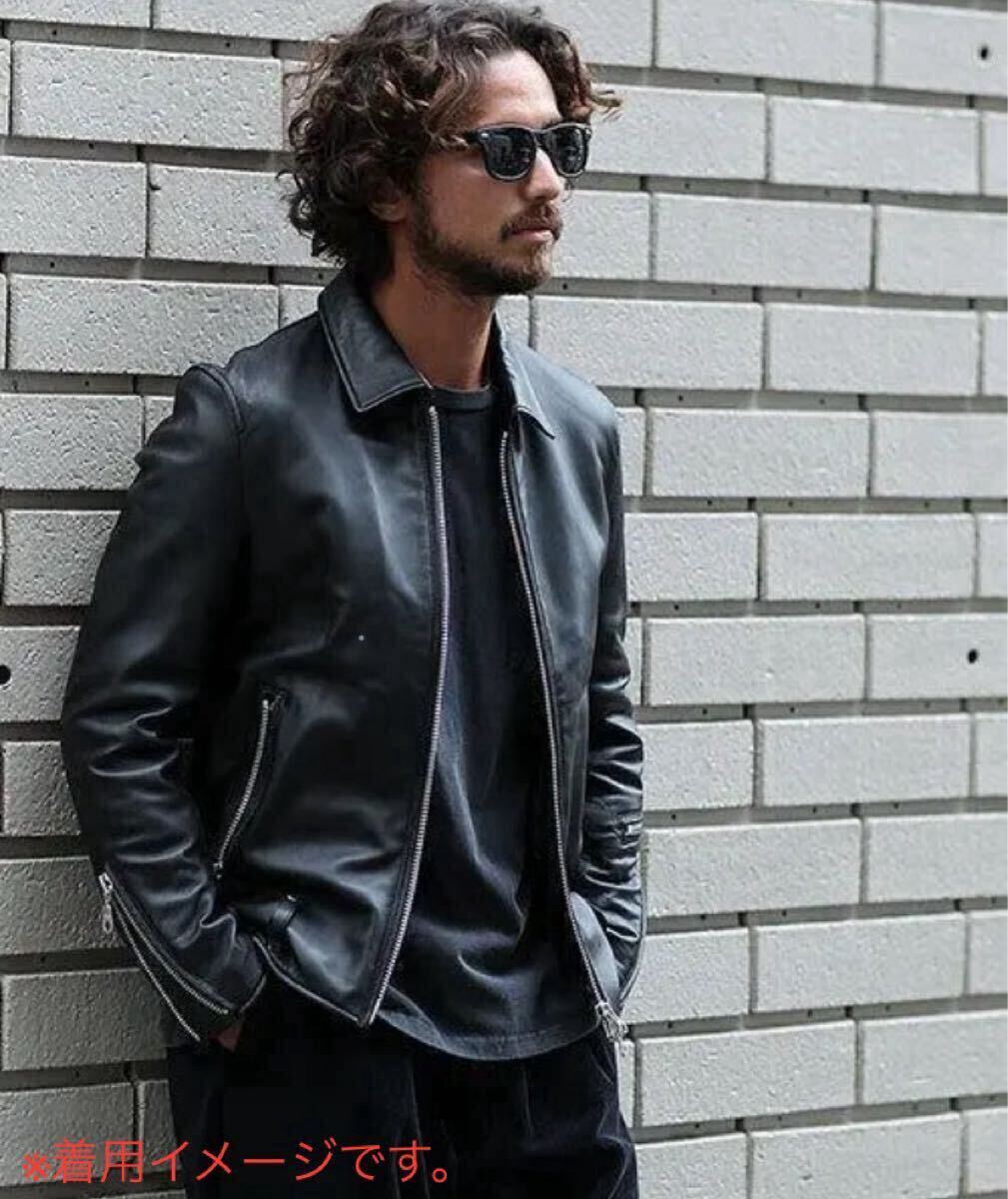 美品◎送料無料【 NANO UNIVERSE 】羊革 シープレザー 名作 シングルライダースジャケット 中綿キルティング Mサイズ ★ ナノ・ユニバース 拍卖