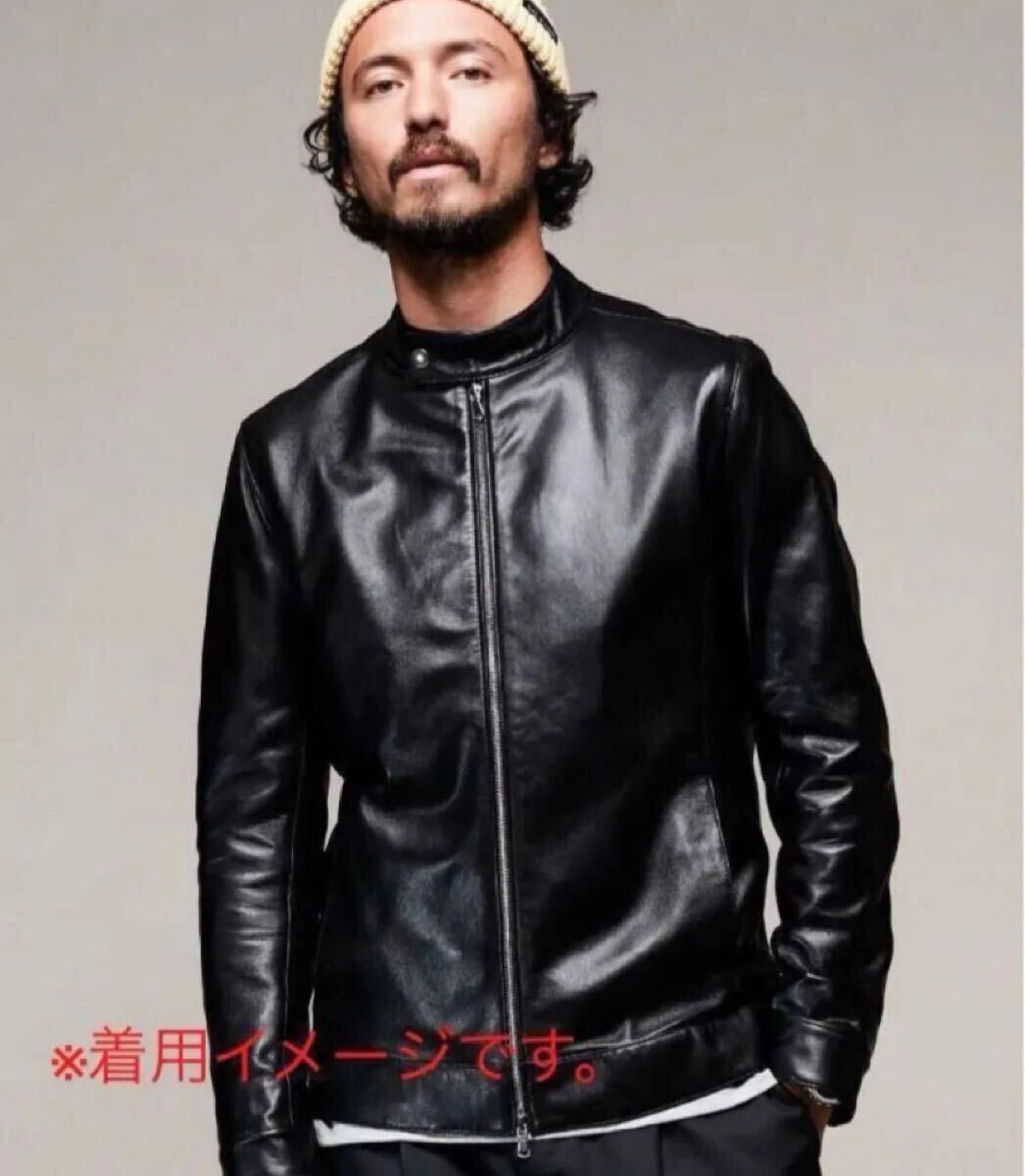 人気Lサイズ◎送料無料【 NANO UNIVERSE 】滑らかなラムレザー 羊革 シングルライダースジャケット 黒 ★ 本革 ナノ・ユニバース shama akm拍卖