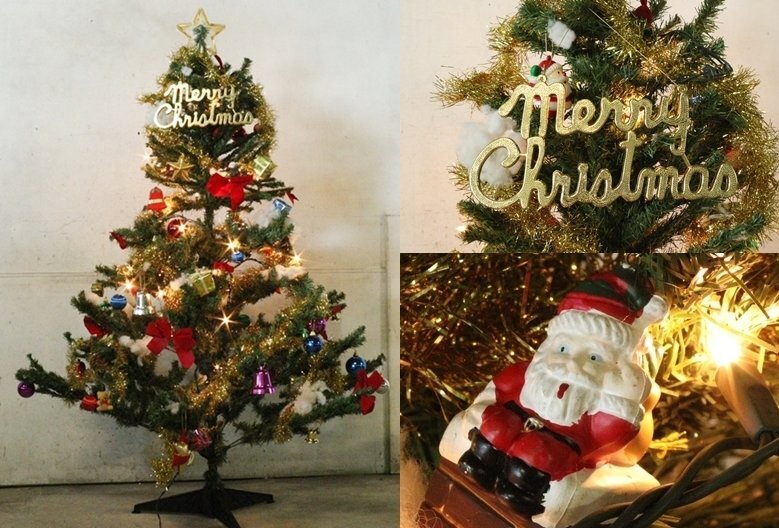 TB526クリスマスツリー 約150cm 箱付◇オーナメント/サンタクロース/飾り/Xmas/ディスプレイ/季節/パーティー/現状品/古道具タグボート拍卖