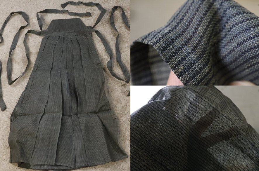 TB526古布 夏用 袴◇絽/紗/麻?/人絹?/正絹?/馬乗り袴/織物/着物/縞袴/襤褸/古裂/和布/リメイク素材/暖簾/手芸/手仕事/古道具タグボート拍卖