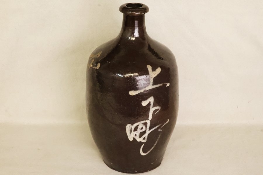 TB526古い 通い徳利◇江戸/明治/造り酒屋/貸し徳利/貸出/量り売り/貧乏徳利/酒瓶/花瓶/飾壺/工芸/時代/骨董/古美術/古道具タグボート拍卖