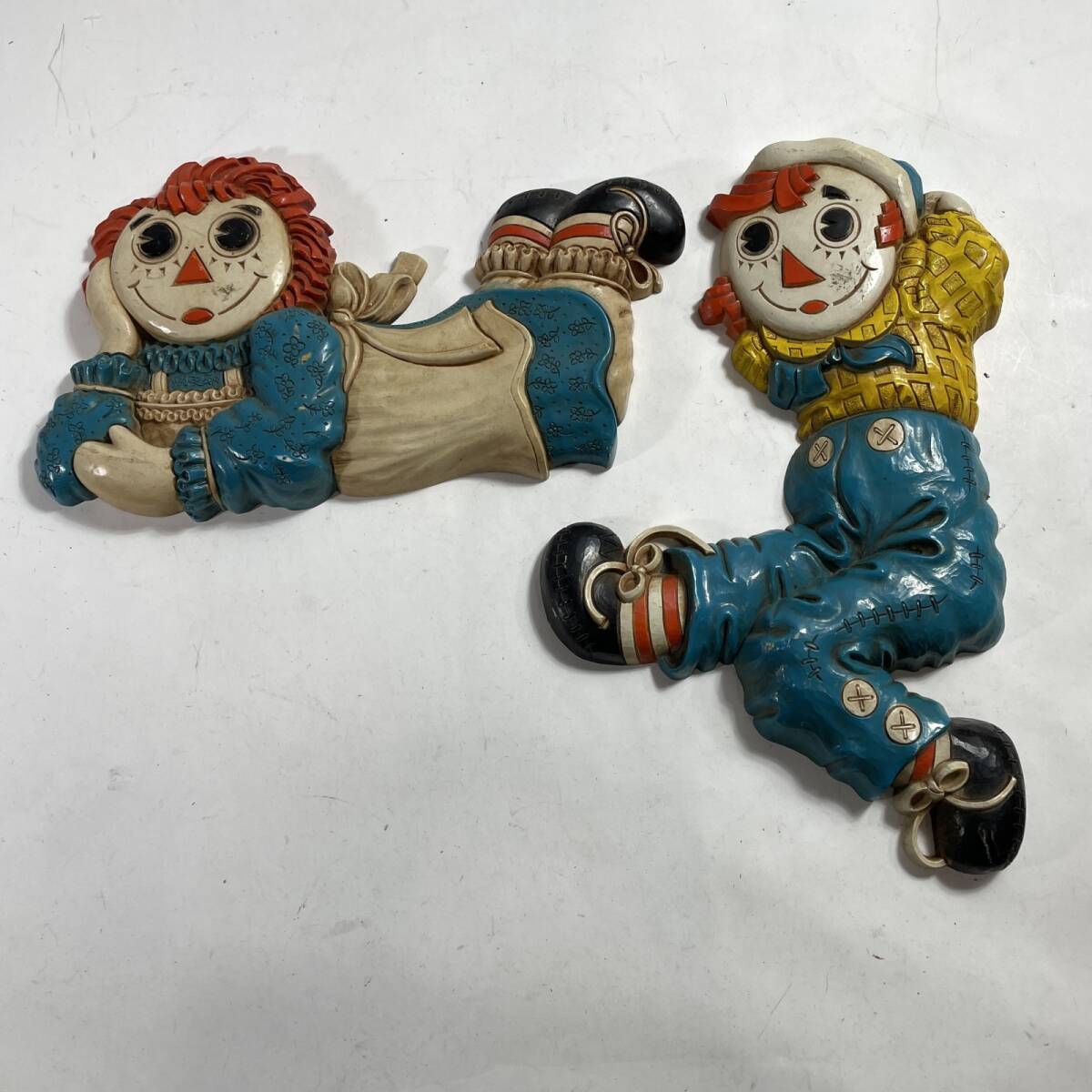 ★ レア ラガディアン アン&アンディ ウォールデコ 2体セット インテリア雑貨 壁飾り ビンテージ ボブスメリル社 1977年 現状品 0.5kg拍卖