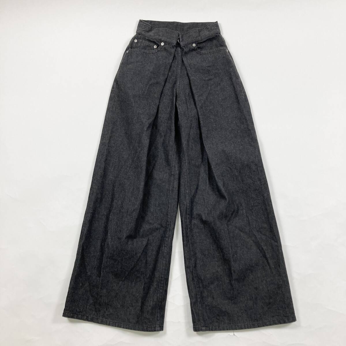 ☆ JOHN LAWRENCE SULLIVAN ジョンローレンスサリバン デニムパンツ ジーパン ボトムス ワイド 日本製 ブラック系 S レディース 0.7kg拍卖