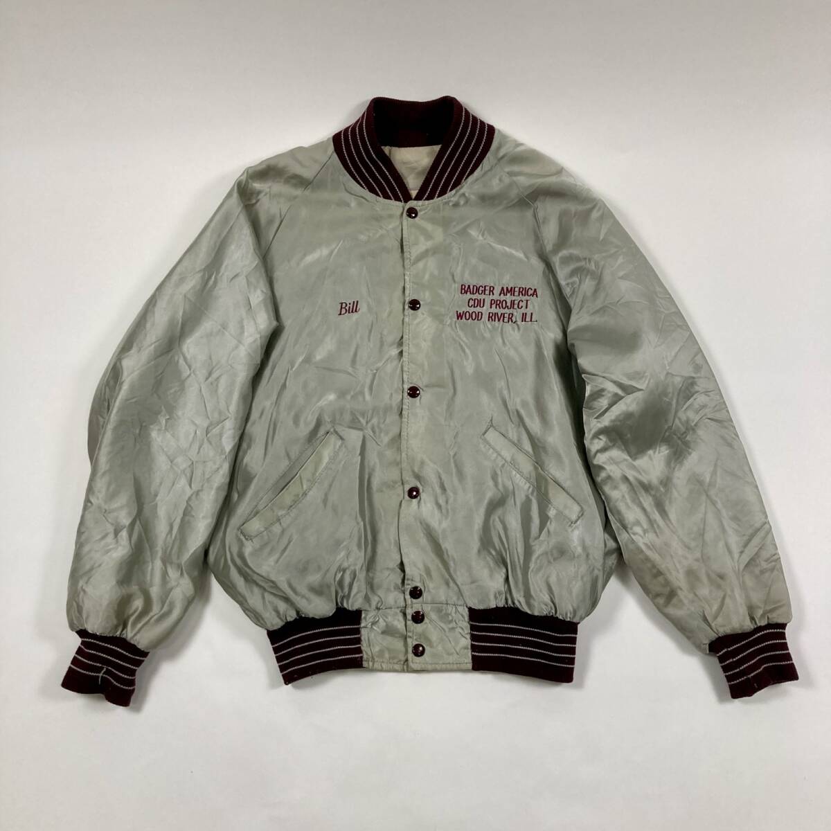 ★ USA製 70s 80s DeLONG デロング スタジャン ブルゾン アウター グレー系 L メンズ 0.48kg拍卖