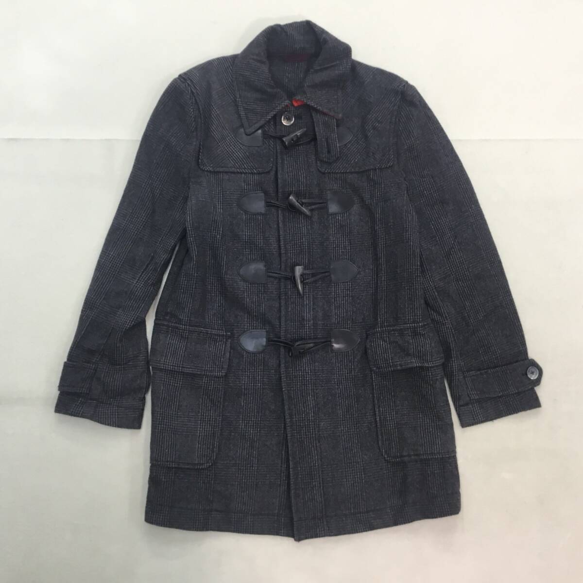 ■Paul Smith ポール・スミス ダッフルコート Pコート ハーフコート Mサイズ メンズ ジップアップ チェック ウール混 トグル水牛角 1kg拍卖