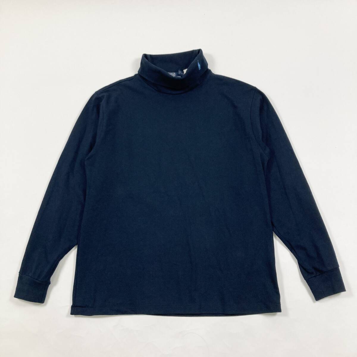 ☆POLO RALPH LAUREN ポロ・ラルフローレン カットソー 長袖トップス ハイネック 無地 BEAMS EDITION ネイビー サイズSP メンズ 0.45kg拍卖