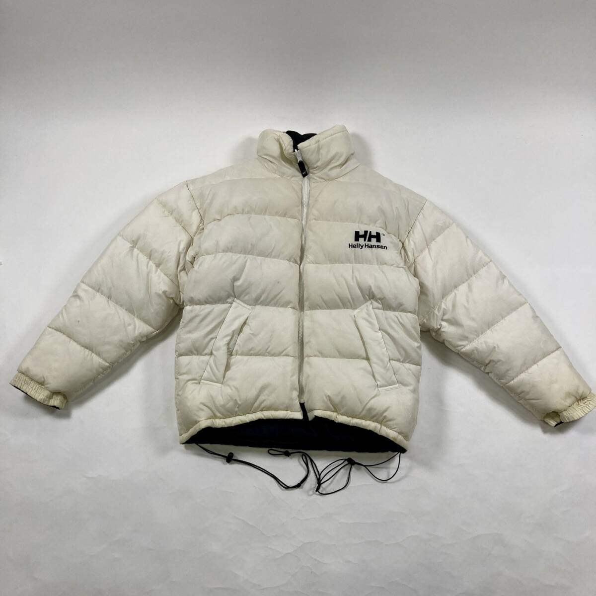 ★ 90s ヴィンテージ HELLY HANSEN ヘリーハンセン ダウンジャケット アウター リバーシブル ナイロン ホワイト ブラック M メンズ 1.09kg拍卖