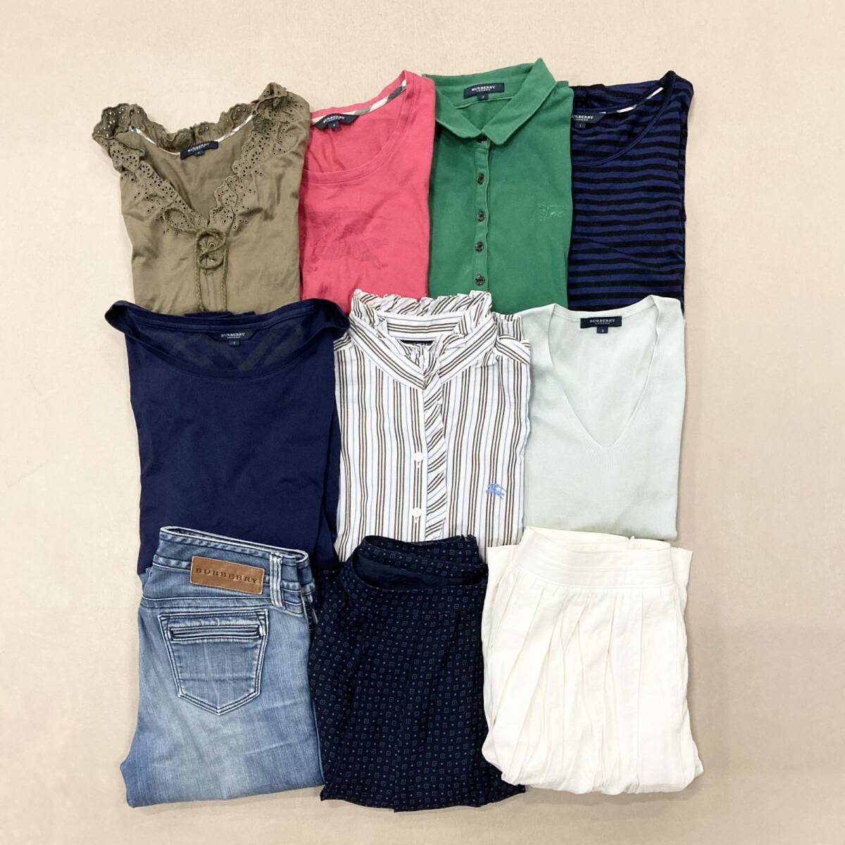 ★ BURBERRY バーバリー 10点 まとめ トップス ボトムス スカート シャツ カットソー デニムパンツ サイズMIX レディース 卸 現状品 1.72kg拍卖