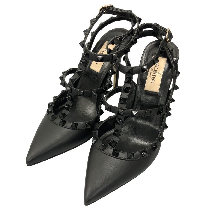 ヴァレンティノガラヴァーニ ヒールパンプス ストラップ ロックスタッズ ブラック レディース サイズ37 VALENTINO GARAVANI【AFC47】拍卖