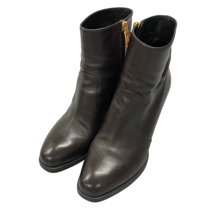 トッズ ブーツ サイドジップ ハイヒール カーフ レディース ブラック サイズ37 TOD'S 約23.5cm【AFD1】拍卖