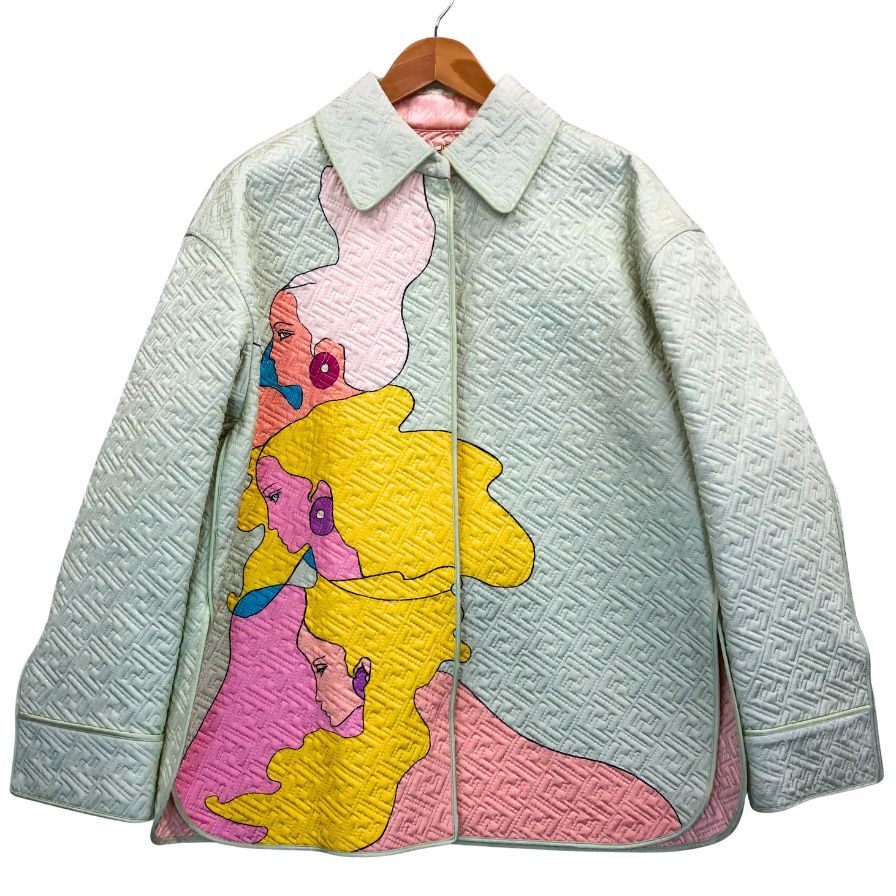 新品同様◆ジャケット フェンディ 22SS キルティングジャケット FF総柄 グリーン×ピンク 38 FJ7264 Kim Jones Hairdo Girls 【AFA19】拍卖
