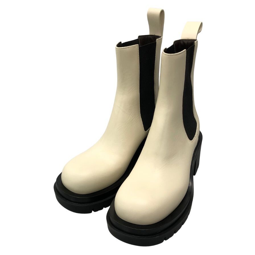 ボッテガヴェネタ ブーツ LUG ANKLE ブラック ホワイト サイズ35 レディース BOTTEGA VENETA 約22.0cm【AFD15-2】拍卖
