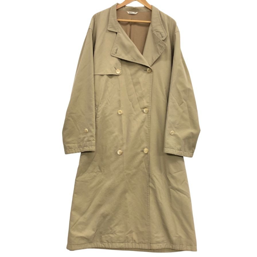 美品◆コート オーラリー トレンチコート ダブル WASHED FINX CUPRO TWILL LONG COAT ベージュ メンズ サイズ4 A20AC01FC【AFA22】拍卖