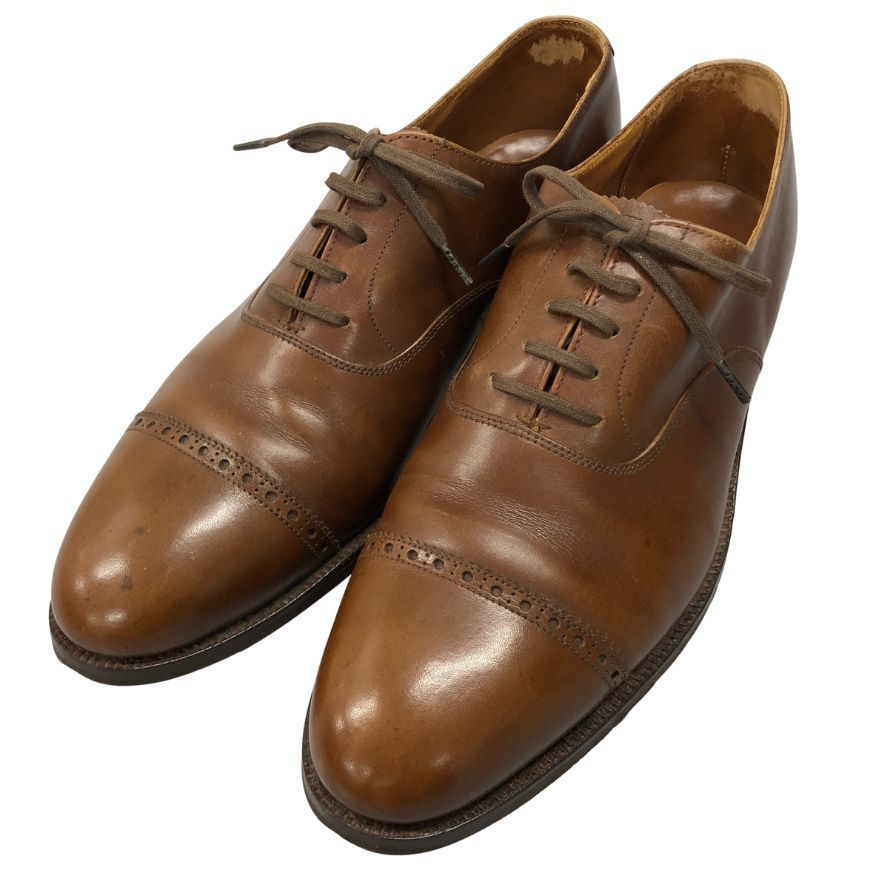 エーボンハウス レザーシューズ クロケット&ジョーンズ製 パンチドキャップトゥ ブラウン サイズUK8E メンズ AVON HOUSE 約26.5cm【AFC1】拍卖