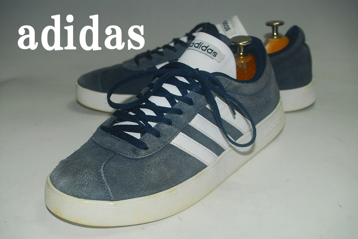 ATX2873/期間限定!最終価格!早い者勝ち!アディダス/adidas/スエード/VLコート2.0/紺/白/ホワイト/27㎝/ロー/良品/洗練されたデザイン!拍卖
