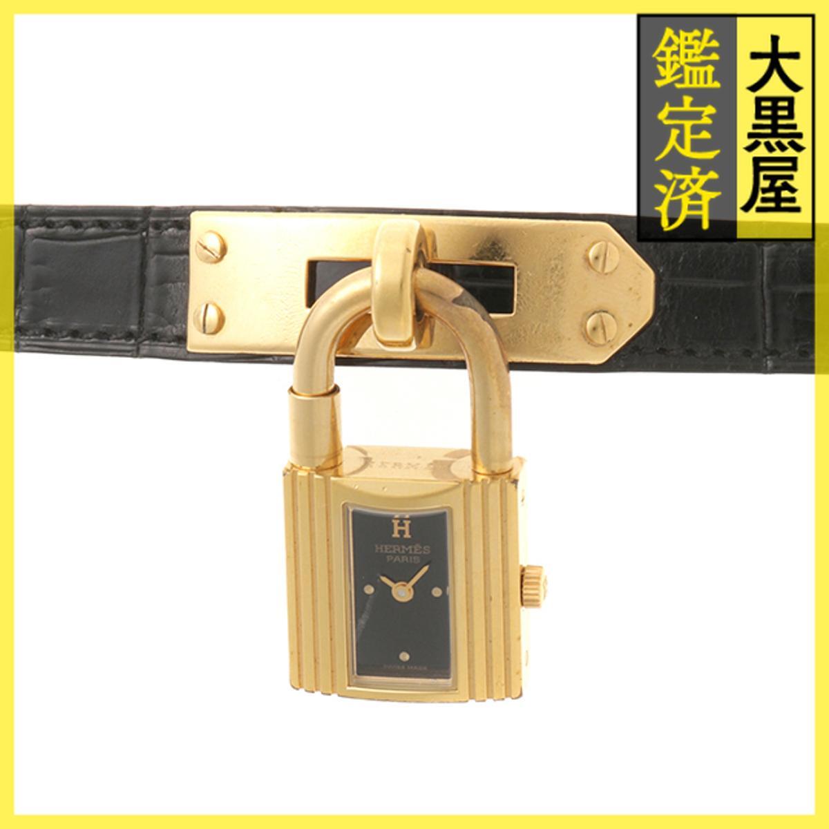 Hermes エルメス ケリーウォッチ KE1.201 GP/レザー クォーツ ブラック 女性用/Ladies watches拍卖