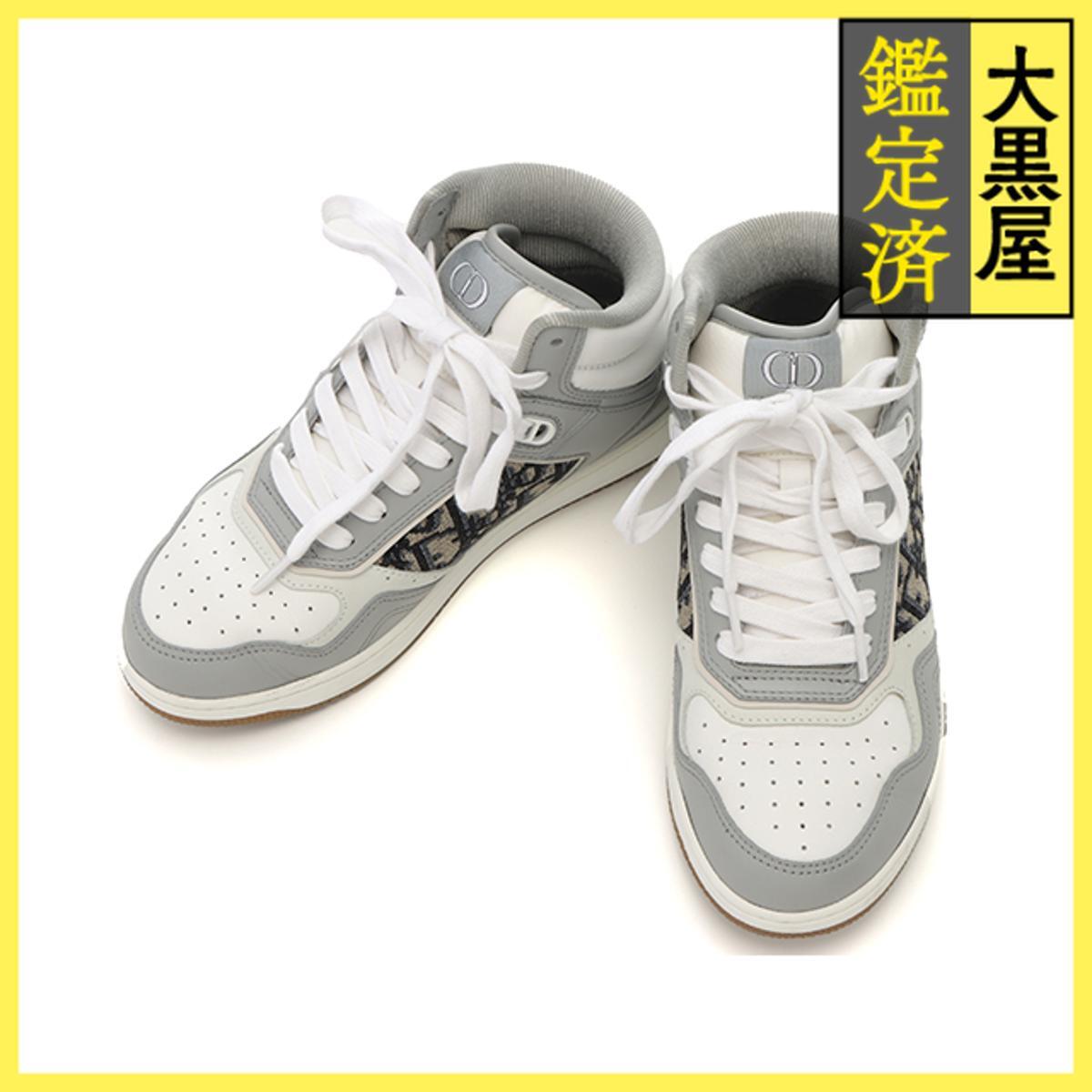 DIOR ディオール ハイトップスニーカー レディース37 ホワイト/グレー レザー/キャンバス 3SH133ZIR 2148103896774拍卖