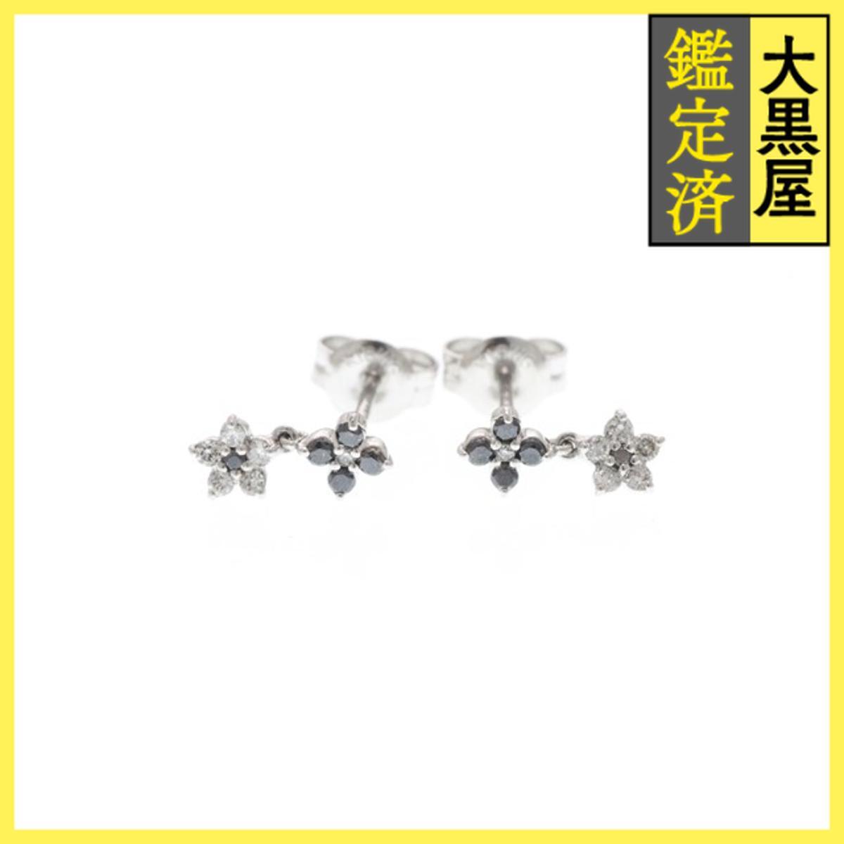 JEWELRY ノンブランド ジュエリー ピアス K18ホワイトゴールド ダイヤモンド・ブラックダイアモンド 1.3g拍卖