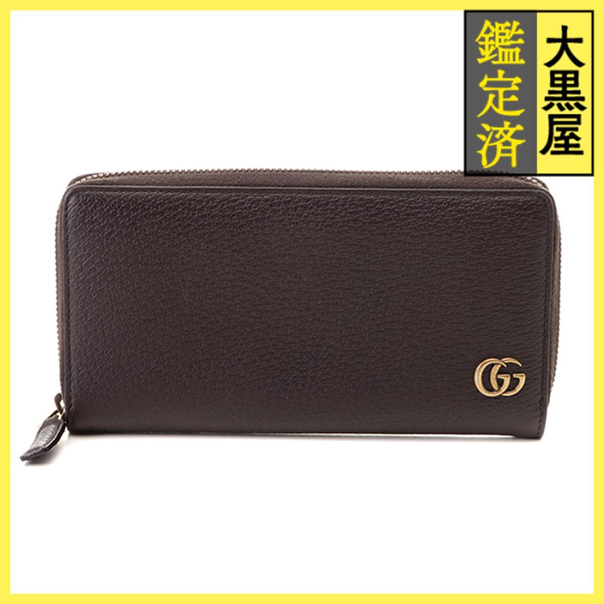 GUCCI グッチ ダブルg ラウンドファスナー 長財布 ダークブラウン レザー 1410459 2148103924415拍卖