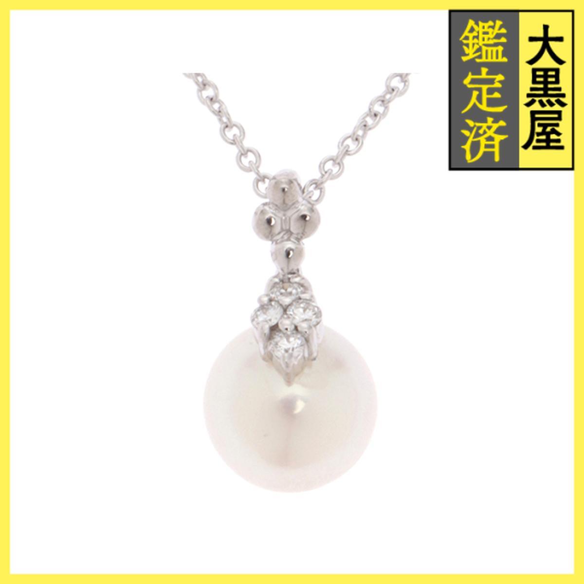 JEWELRY ノンブランドジュエリー ネックレス K18ホワイトゴールド パール/ダイヤモンド0.04ct 重さ約2.4g拍卖