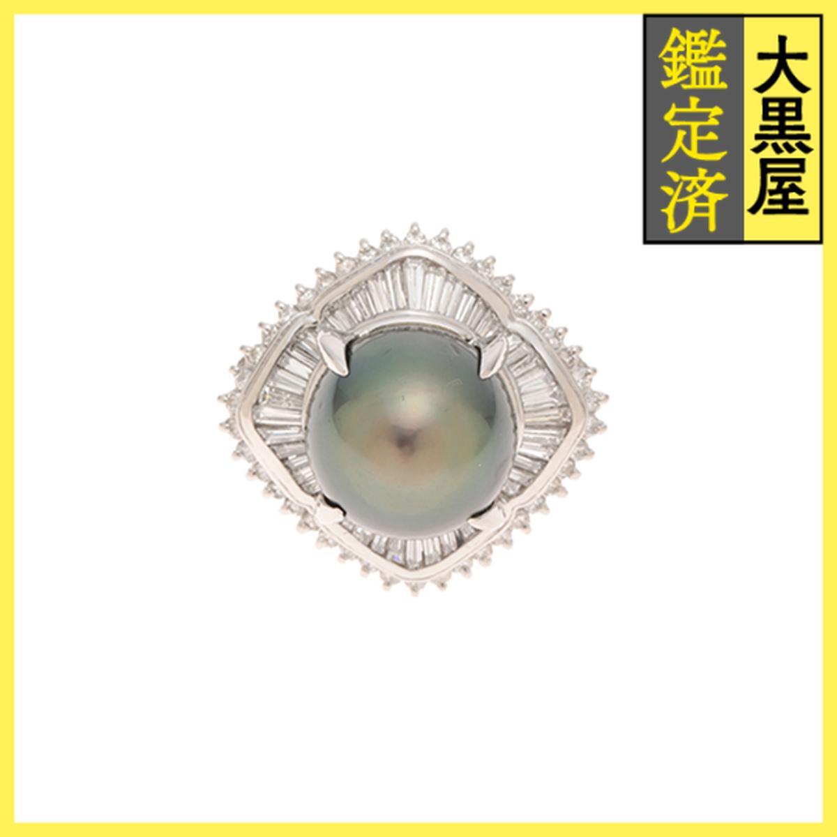 JEWELRY ノンブランドジュエリー リング 12号 プラチナ900 ブラックパール13.4mm/ダイヤモンド2.70ct拍卖