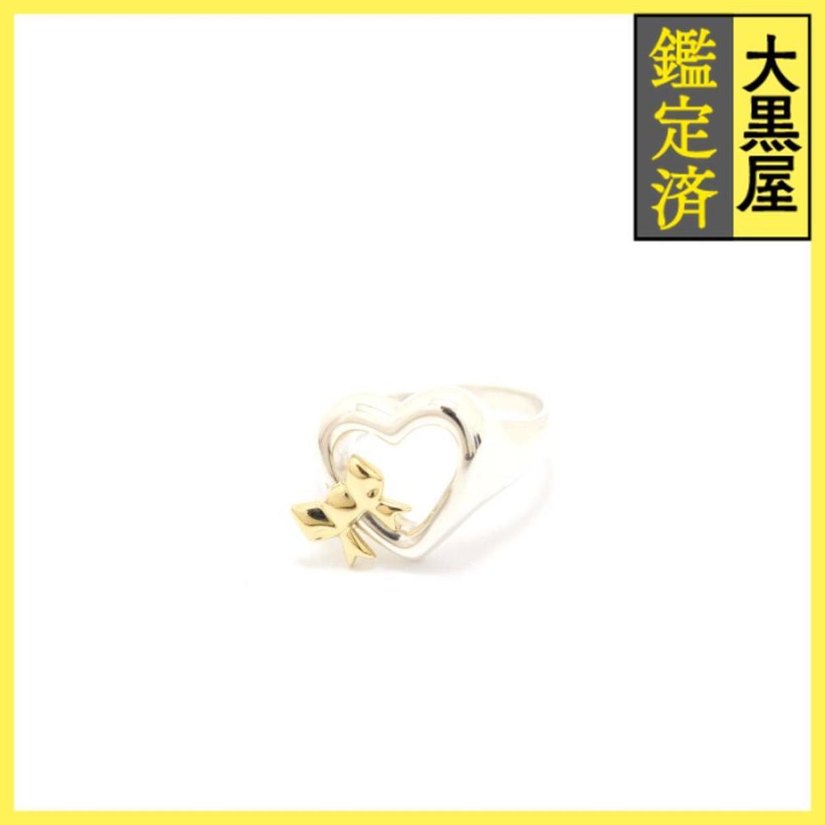 TIFFANY&CO ティファニー ハートリボン リング 指輪 SV シルバー925 YG イエローゴールド750 4.6g 9号拍卖