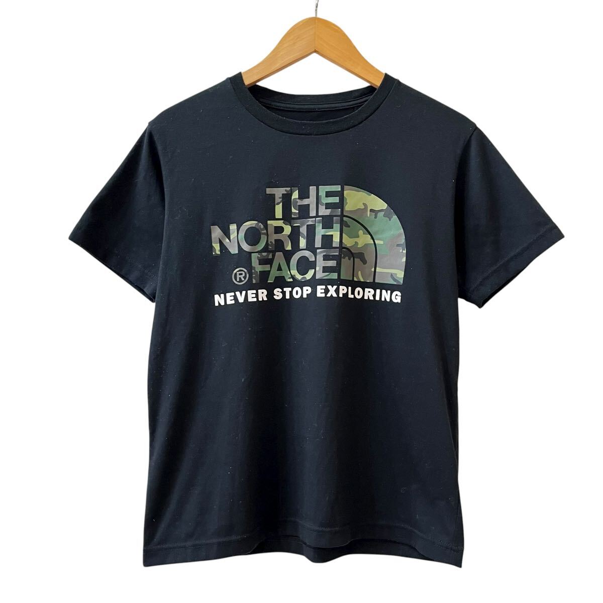 Ye2425cc THE NORTH FACE ノースフェイス 半袖 Tシャツ 半袖Tシャツ ブラック トップス NT 31622 サイズS 迷彩 ロゴ拍卖