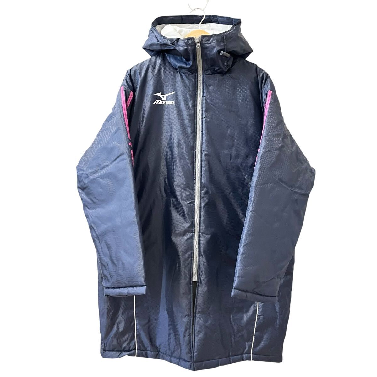 Ye2471cc MIZUNO ミズノ ベンチコート ネイビー サイズFREE メンズ レディース 防寒 紺 中綿 スポーツ 部活 駅伝 箱根駅伝拍卖
