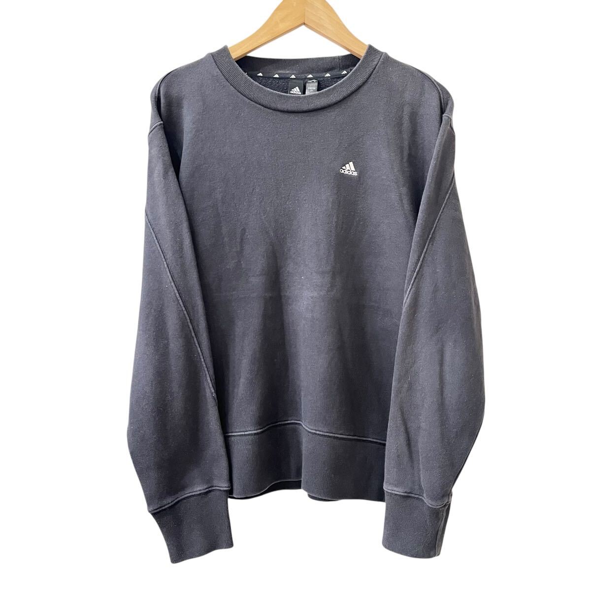 Ye2515cc adidas アディダス スウェット トレーナー ブラック ワンポイントロゴ 古着 スポーツ サイズS ブラック拍卖