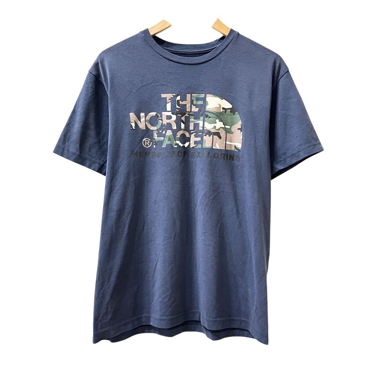 Ye2543cc THE NORTH FACE ノースフェイス 半袖Tシャツ NT31554 サイズL メンズ ネイビー トップス ロゴ 迷彩 アウトドア拍卖